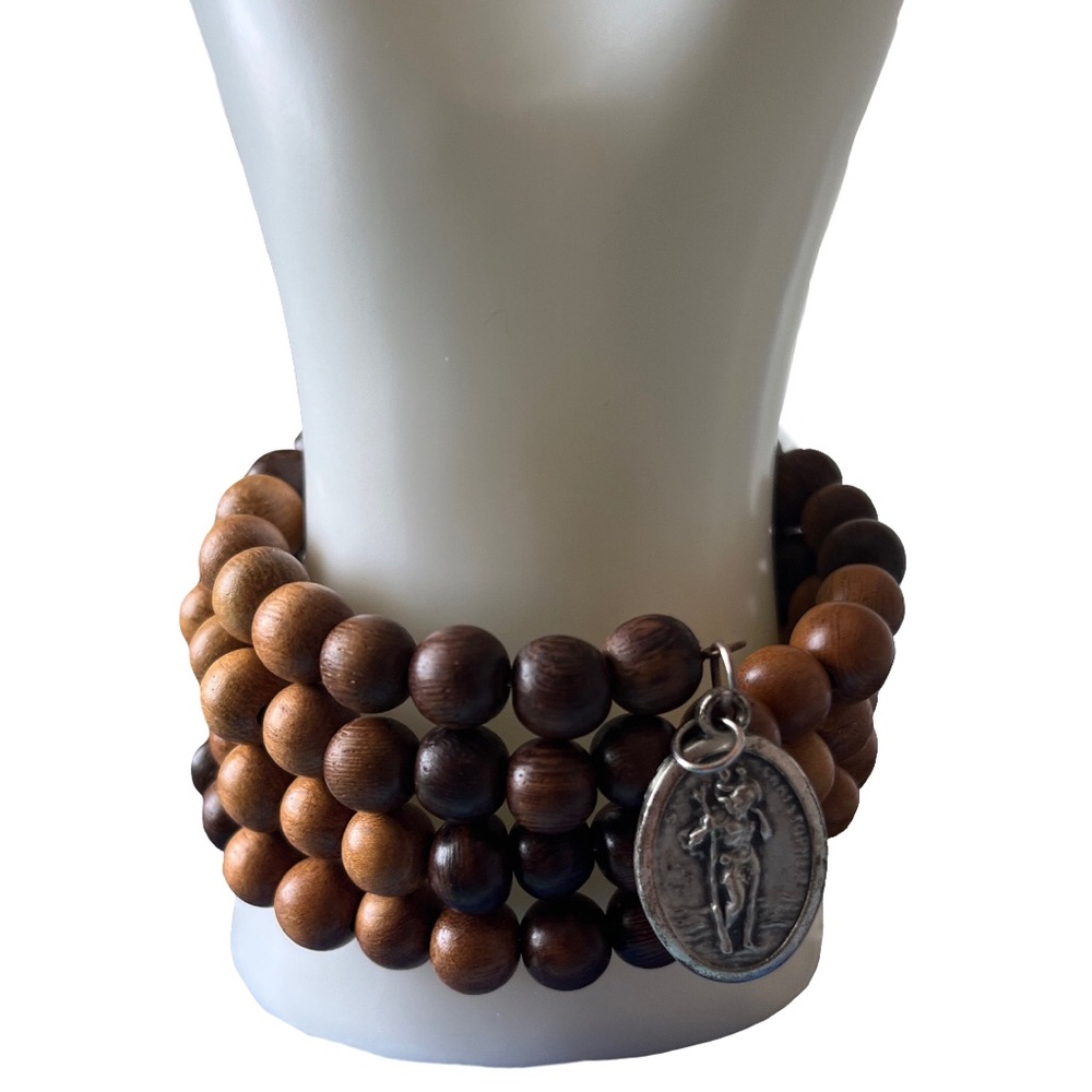 St. Christopher Wooden Beaded Bracelet